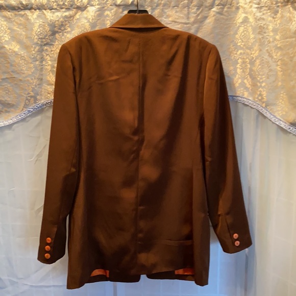 IN TRANSIT VINTAGE POLYESTER BROWN BLAZER SZ 10 - Picture 8 of 11